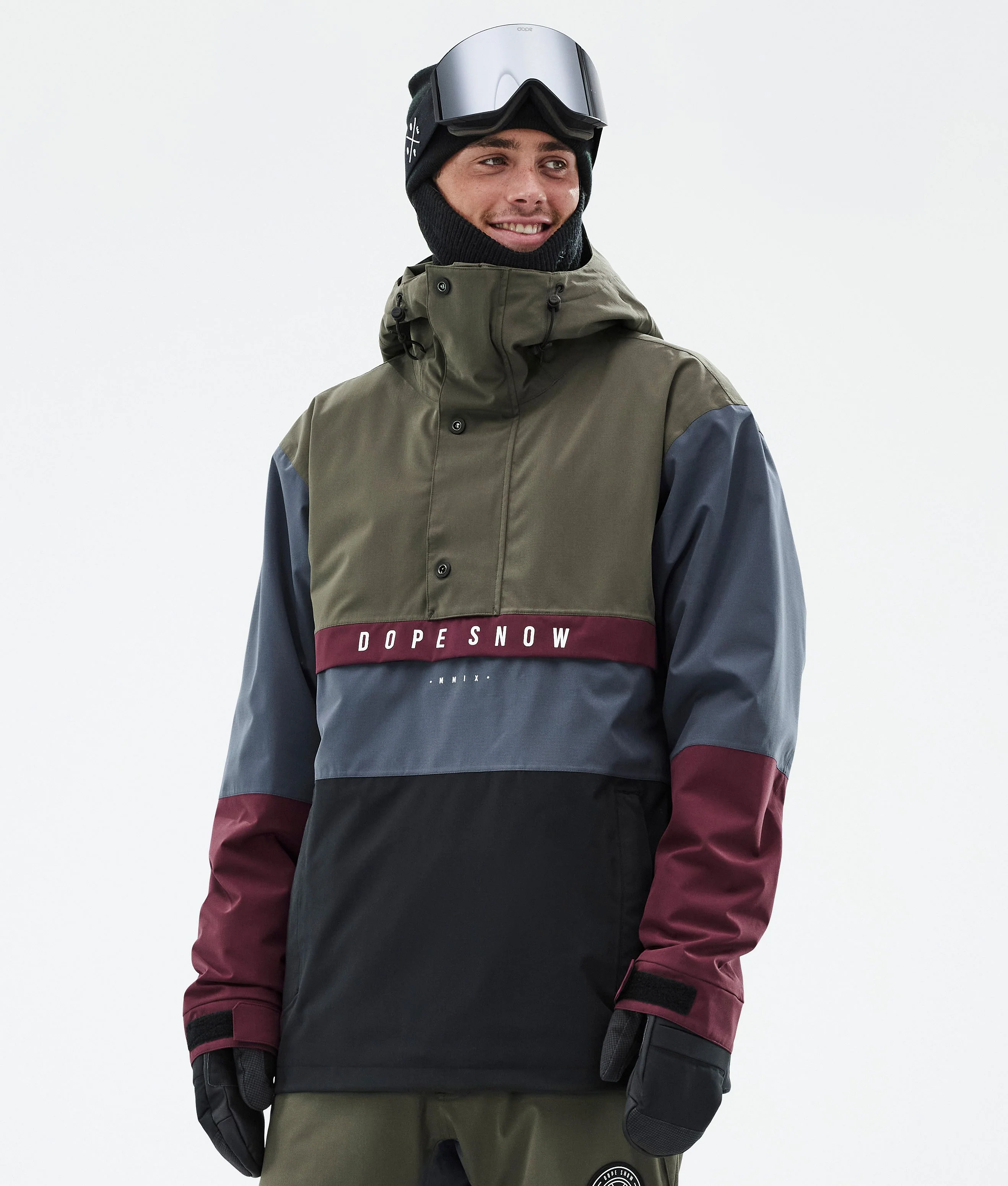 Snowboard Jacket Men Olive Green/Burgundy/Metal Blue/Black