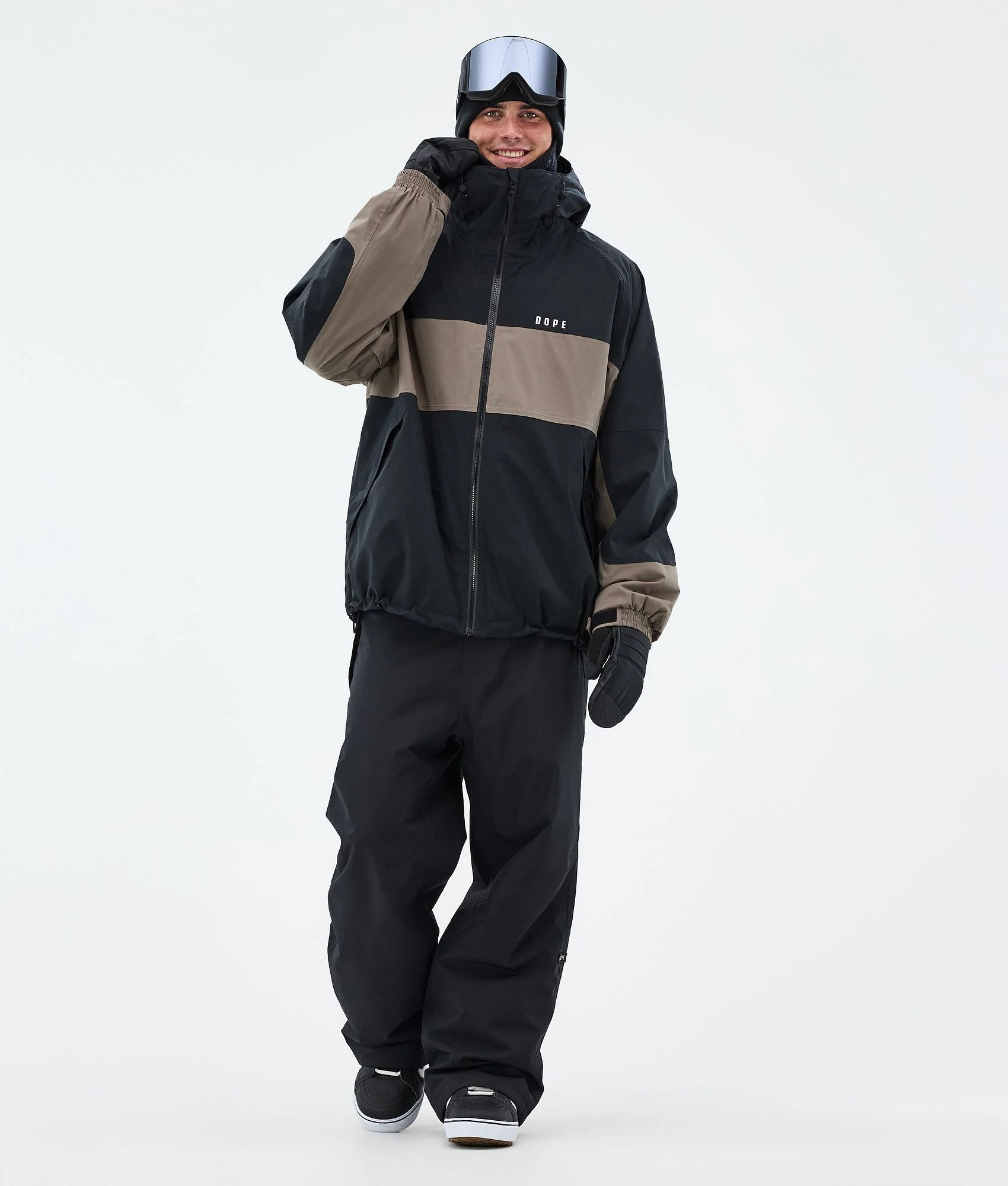 Snowboard Jacket Men Stripe Black/Walnut