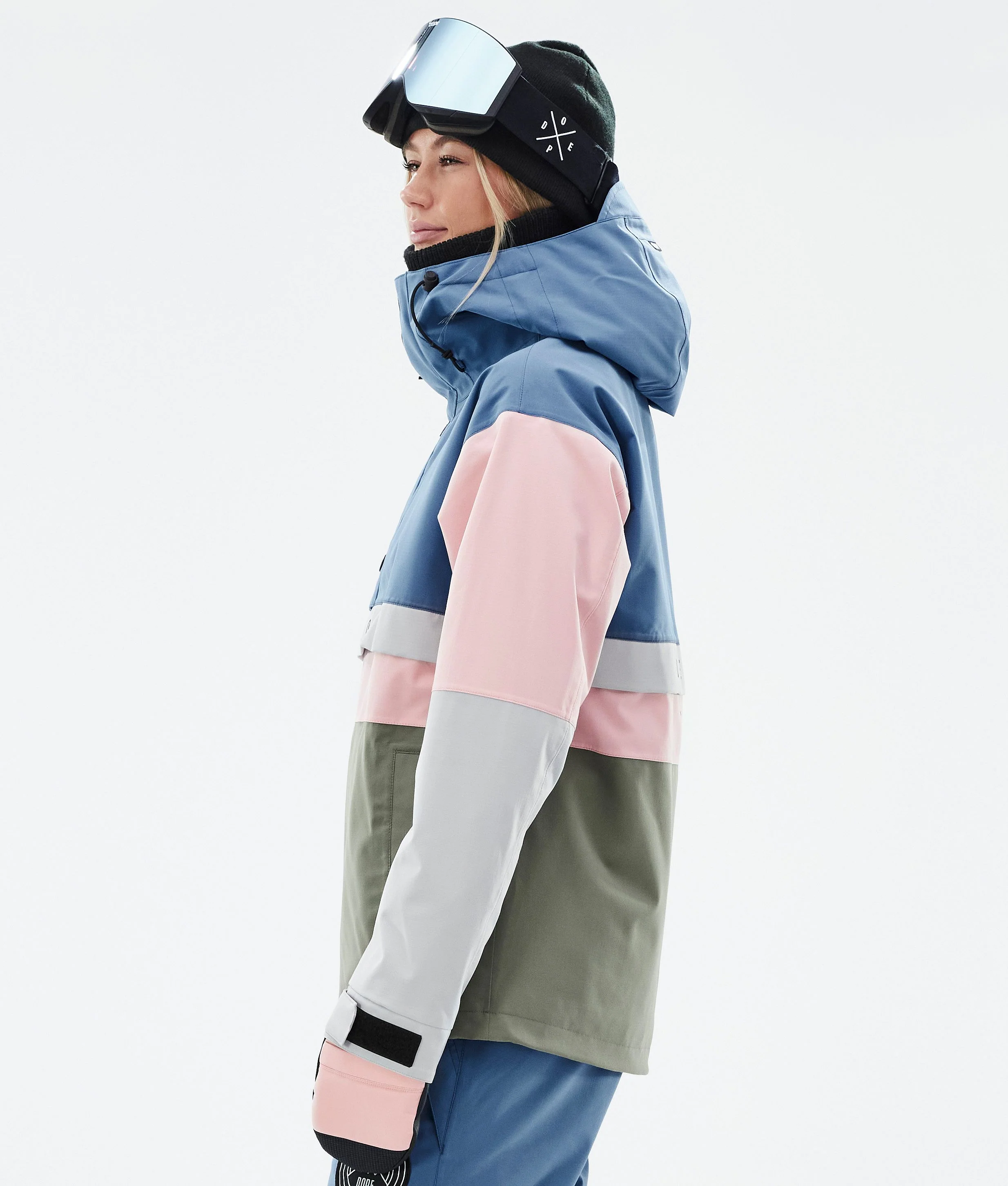 Snowboard Jacket Women Blue Steel/Light Grey/Soft Pink/Greenish
