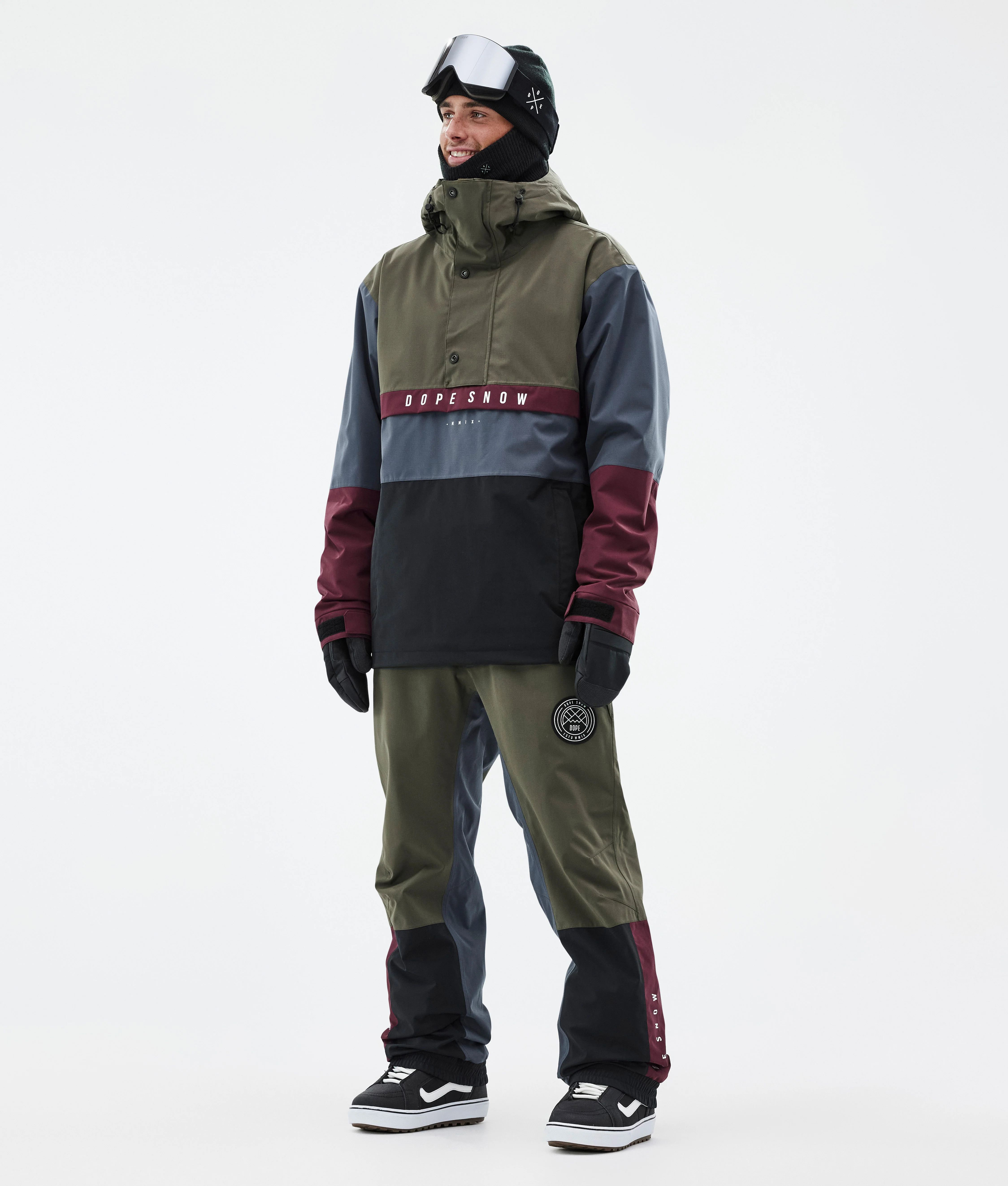 Snowboard Pants Men OIive Green/Burgundy/Metal Blue/Black