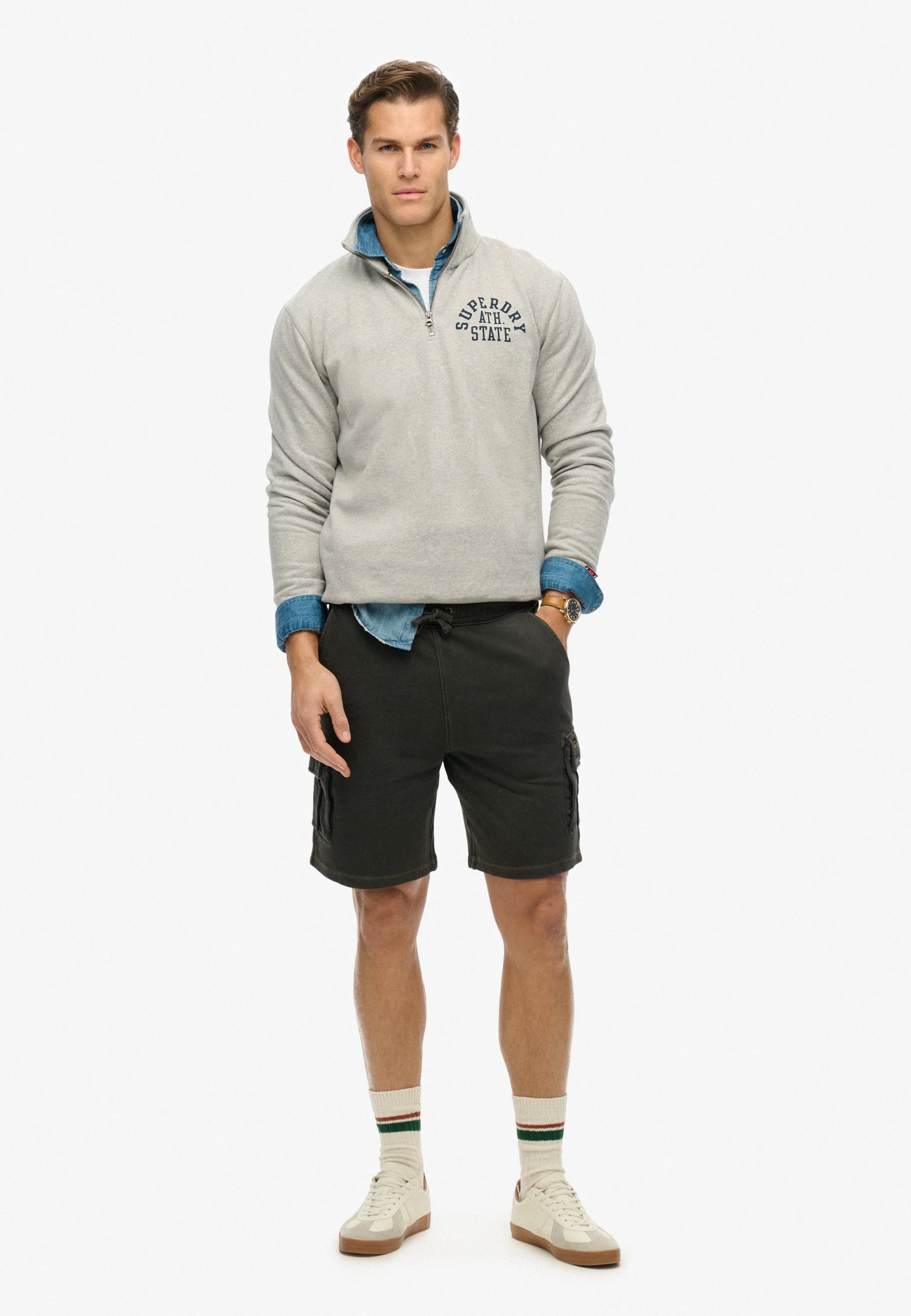 Contrast Stitch Cargo Shorts