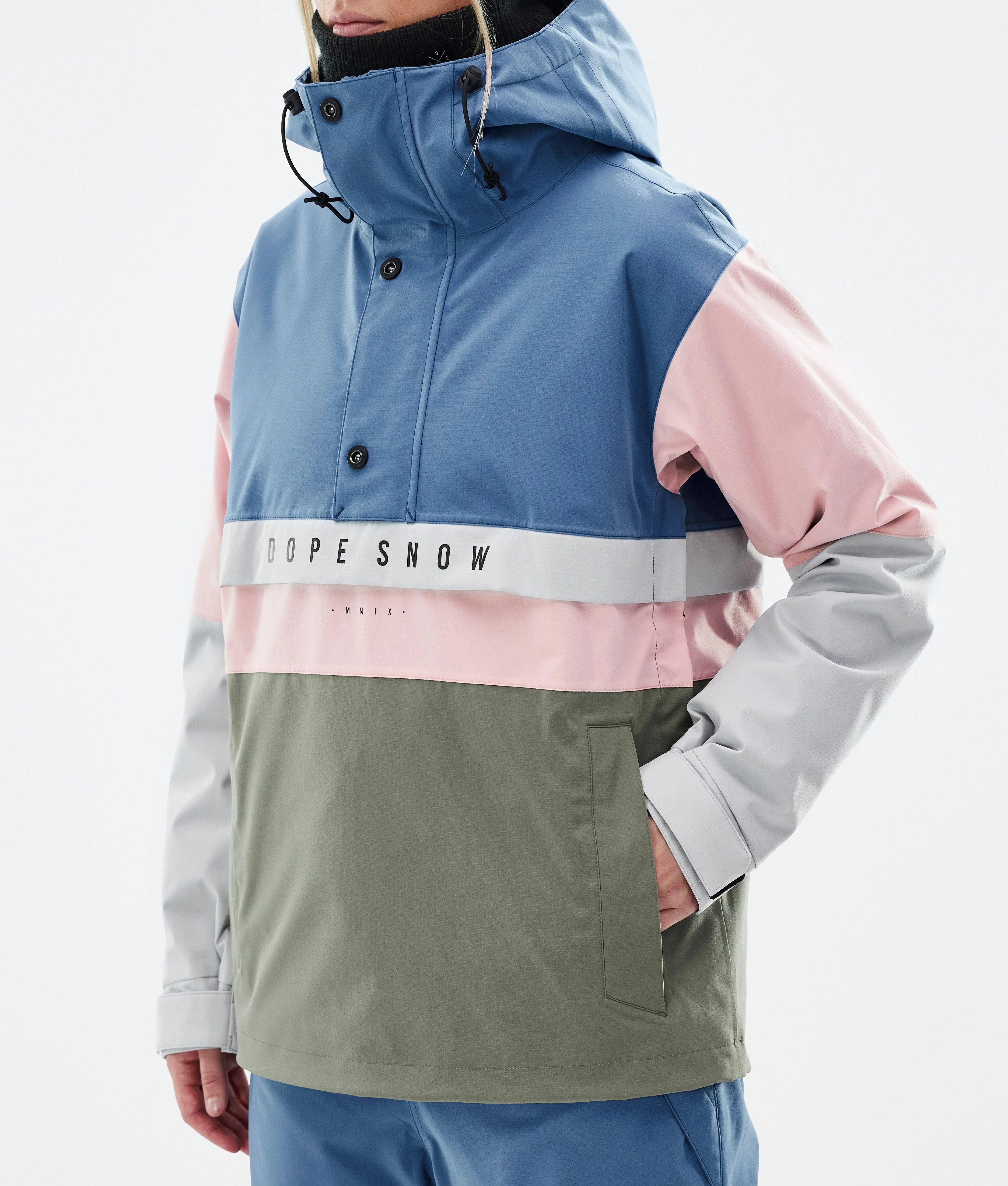 Snowboard Jacket Women Blue Steel/Light Grey/Soft Pink/Greenish