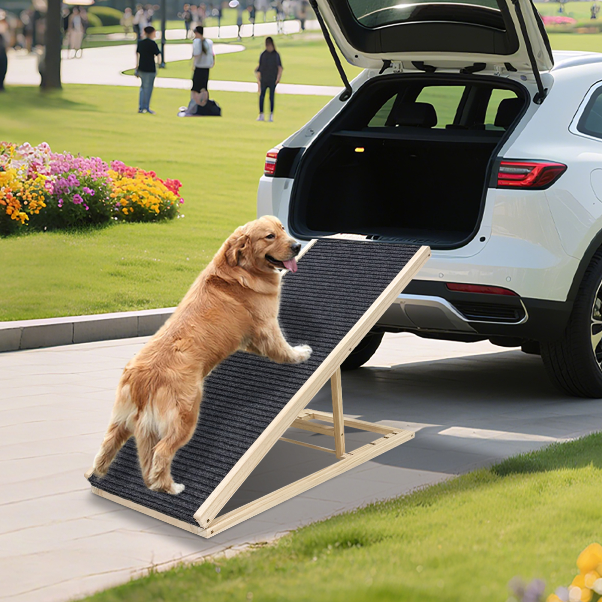 (UPGRADED) Dog Ramp for Bed, Extra Wide Excellent Traction, Pet Ramp for Small Dogs to Get on Couch Car, Non-Slip Rubber Surface, 16