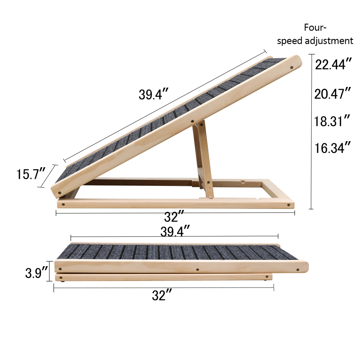 (UPGRADED) Dog Ramp for Bed, Extra Wide Excellent Traction, Pet Ramp for Small Dogs to Get on Couch Car, Non-Slip Rubber Surface, 16