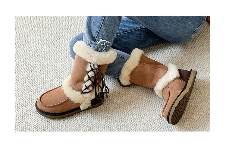 Side Lace Premium Sheepskin Ugg Boots - Sheepskin Ugg Boots