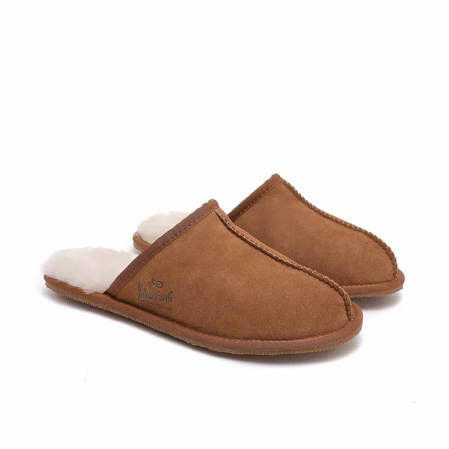 Premium Men's Scuff - Australian Sheepskin - Flexible Non-Slip Slippers - Sheepskin Ugg Boots