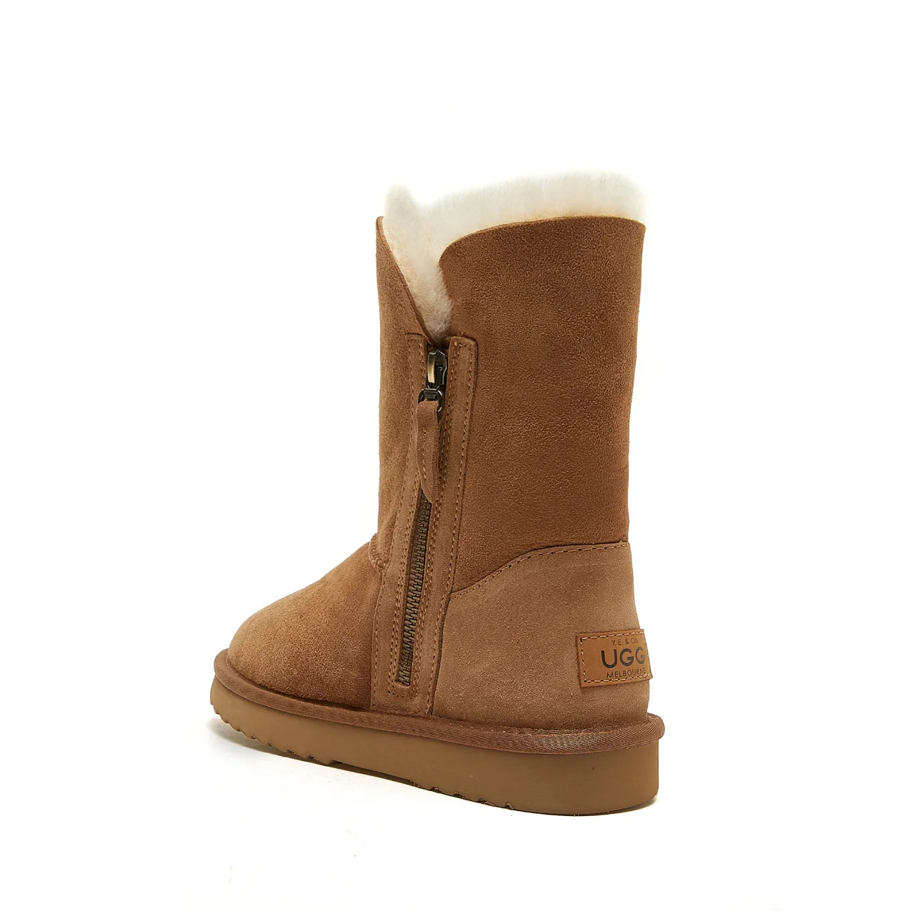 RILEY - WOMEN'S CLASSIC SIDE ZIP UGG BOOT - CHESTNUT - Sheepskin Ugg Boots