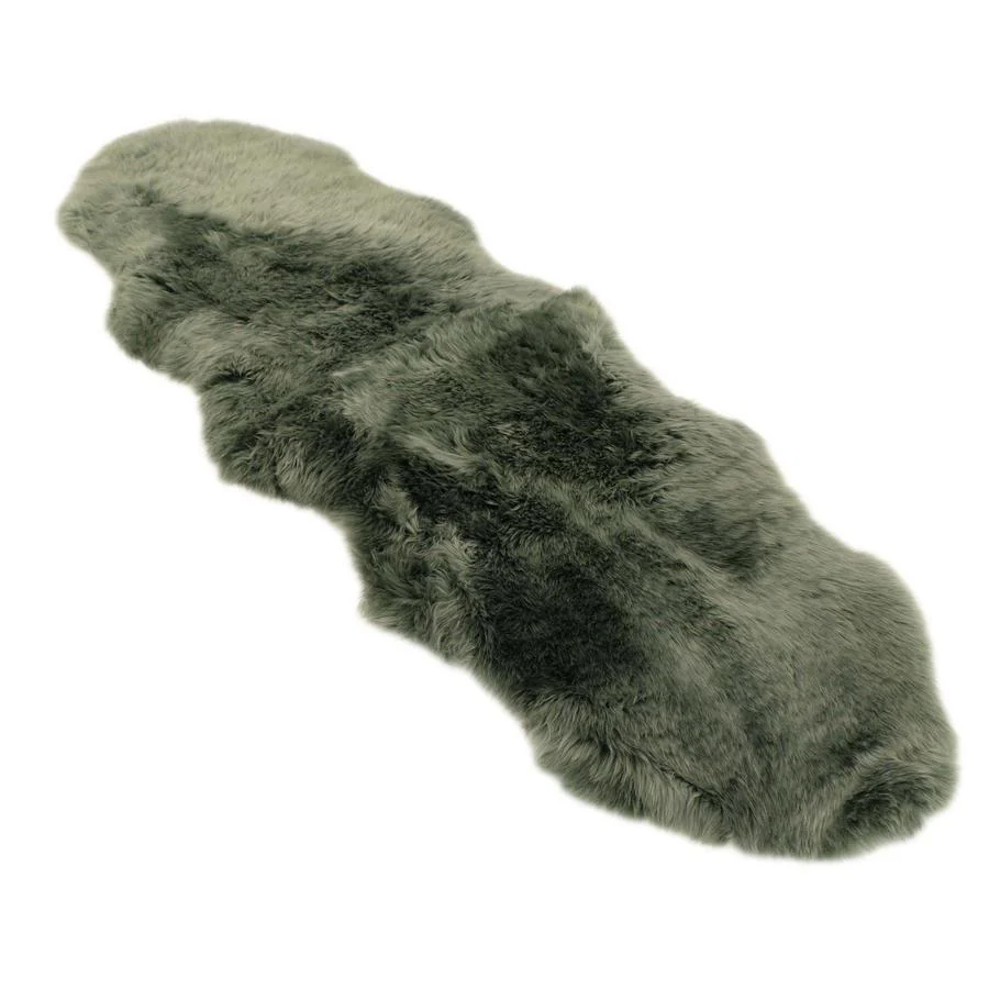 GREEN TEA - DOUBLE LENGTH (180 X 65 CM) - GREEN LONG WOOL SHEEPSKIN RUG - AUSTRALIAN MERINO SHEEPSKIN - Sheepskin Ugg Boots