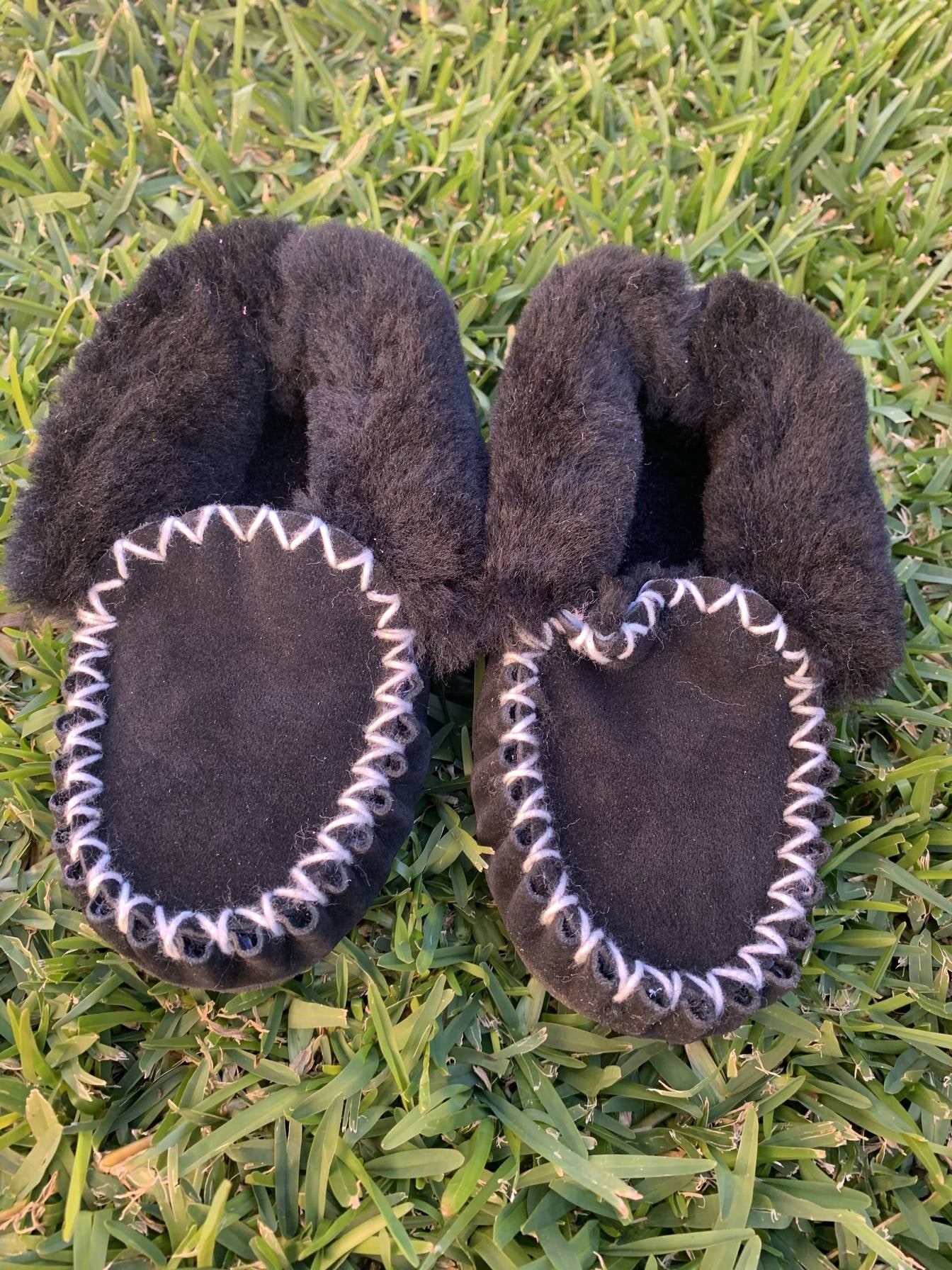 Kids Moccasins - Black - Sheepskin Ugg Boots