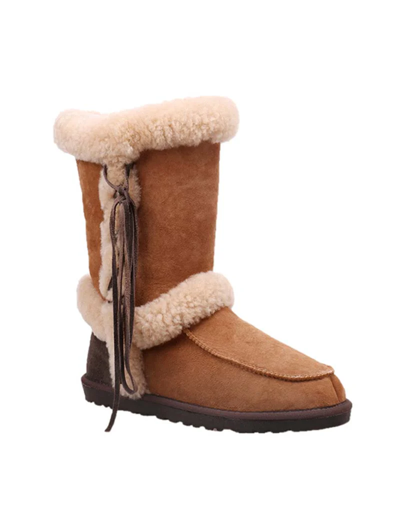 Side Lace Premium Sheepskin Ugg Boots - Sheepskin Ugg Boots