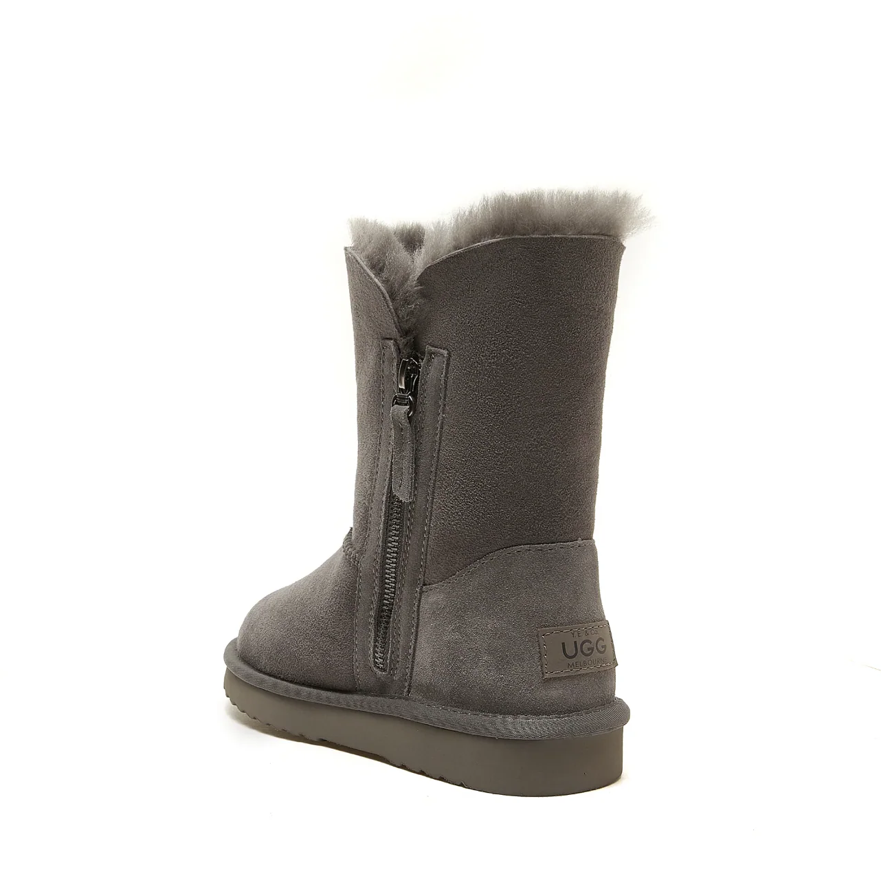 RILEY - WOMEN'S CLASSIC SIDE ZIP UGG BOOT - GREY - Sheepskin Ugg Boots