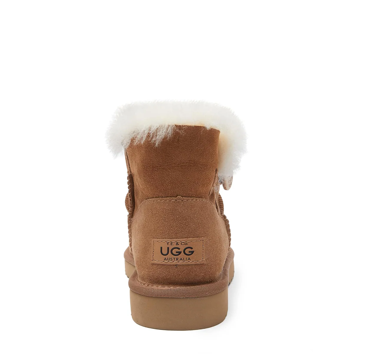 MINI UGG BOOT - WOMEN'S SINGLE BUTTON MINI SHEEPSKIN BOOT - CHESTNUT - Sheepskin Ugg Boots