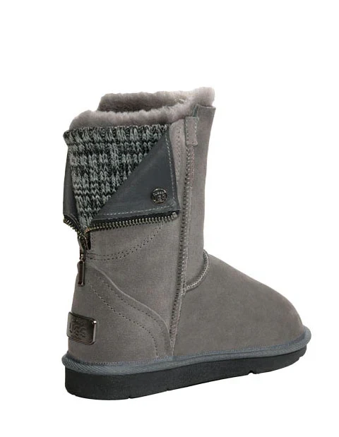 Tundra Australian Made Sheepskin UGG Boots with Knit Collar & Back Zip – Premium Double-Faced Sheepskin Women’s Winter Footwear - Sheepskin Ugg Boots