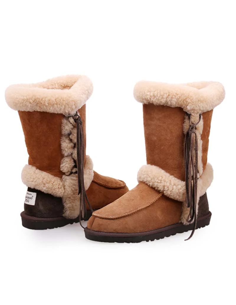 Side Lace Premium Sheepskin Ugg Boots - Sheepskin Ugg Boots