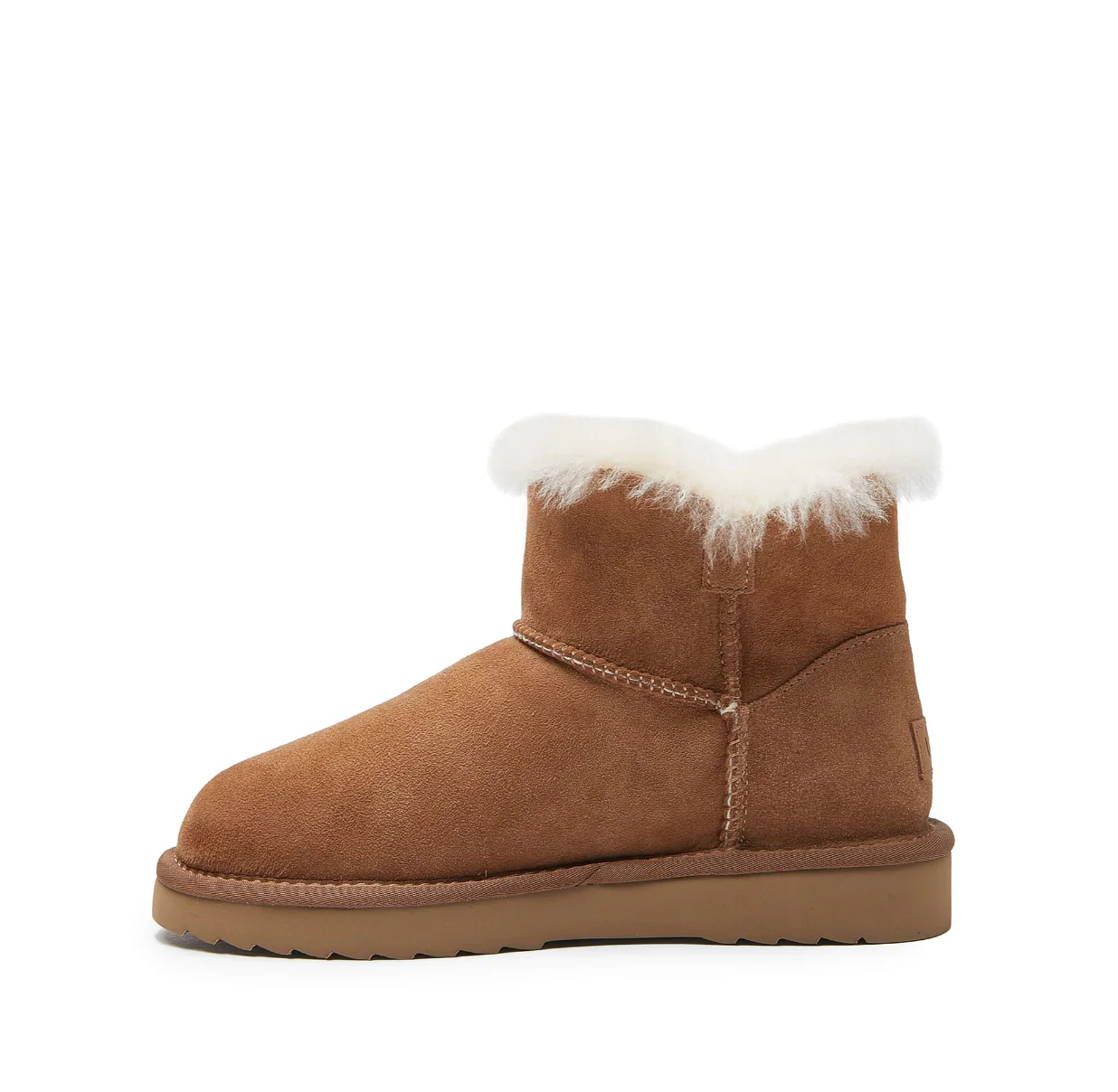 MINI UGG BOOT - WOMEN'S SINGLE BUTTON MINI SHEEPSKIN BOOT - CHESTNUT - Sheepskin Ugg Boots