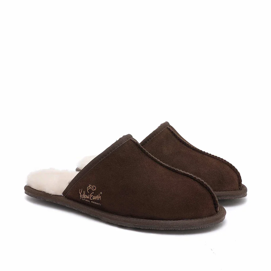 Premium Men's Scuff - Australian Sheepskin - Flexible Non-Slip Slippers - Sheepskin Ugg Boots