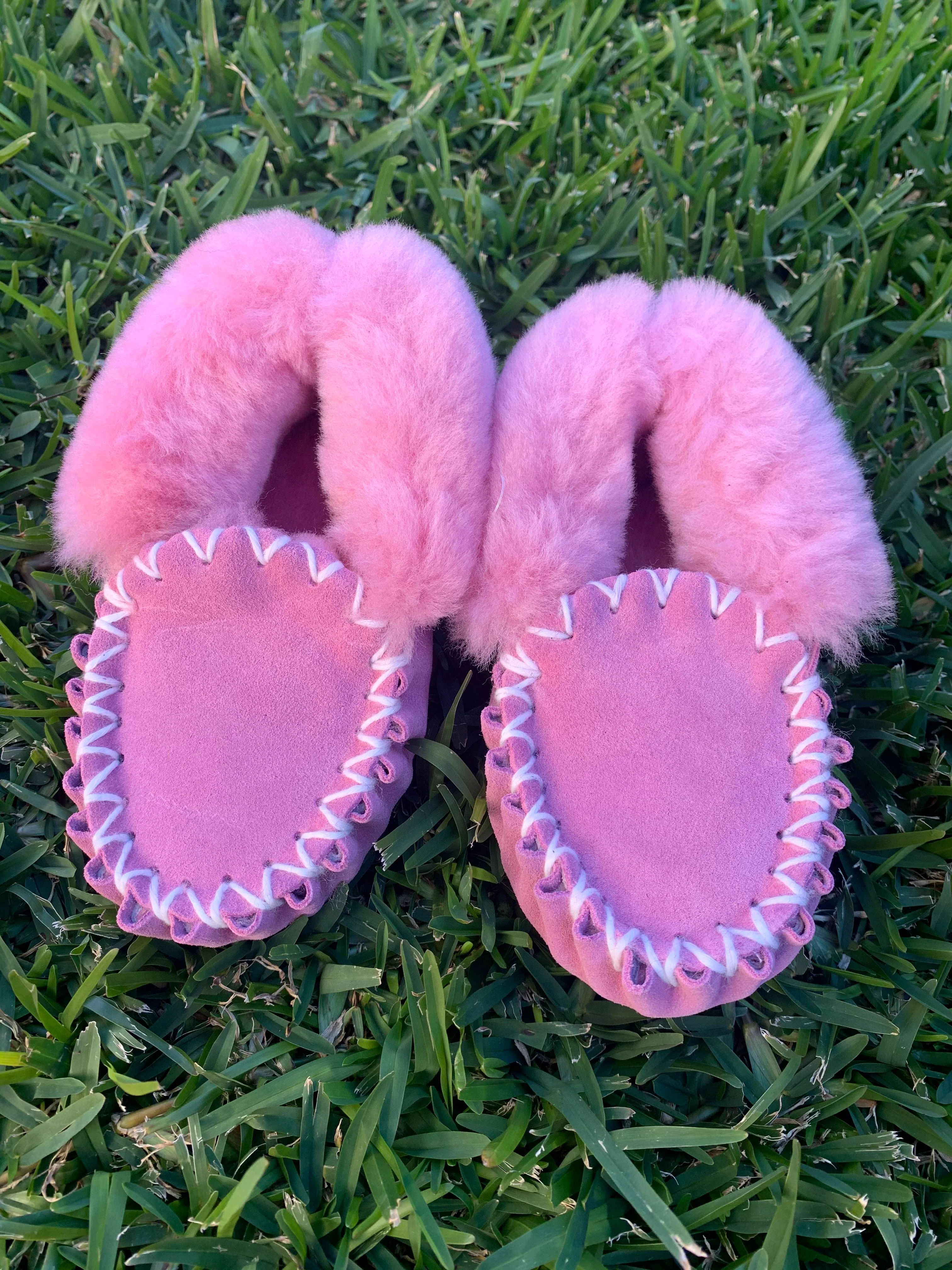 Kids Moccasins - Pink - Sheepskin Ugg Boots
