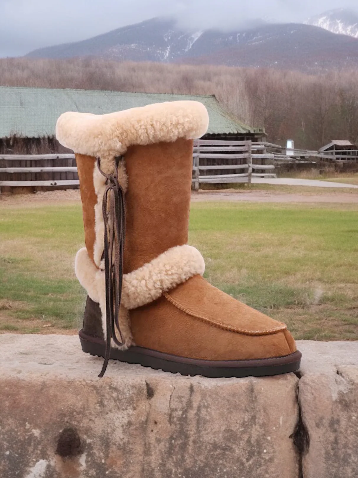 Side Lace Premium Sheepskin Ugg Boots - Sheepskin Ugg Boots