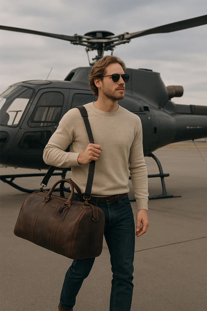 Leather Travel Duffle Bag - Sheepskin Ugg Boots