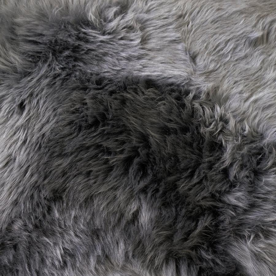 STEEL - DOUBLE LENGTH (180X65CM) - DARK GREY LONG WOOL RUG - AUSTRALIAN MERINO SHEEPSKIN - Sheepskin Ugg Boots