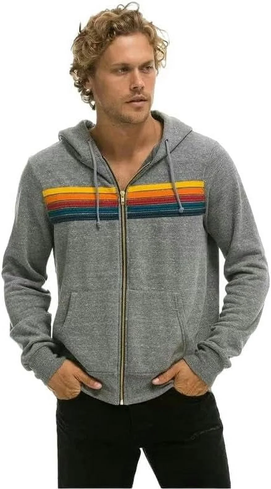 Hoodie Stripe Zipper Hoodie Nation Long Sleeve Elastic Pullover Hoodie Sweatpants Sports Jacket