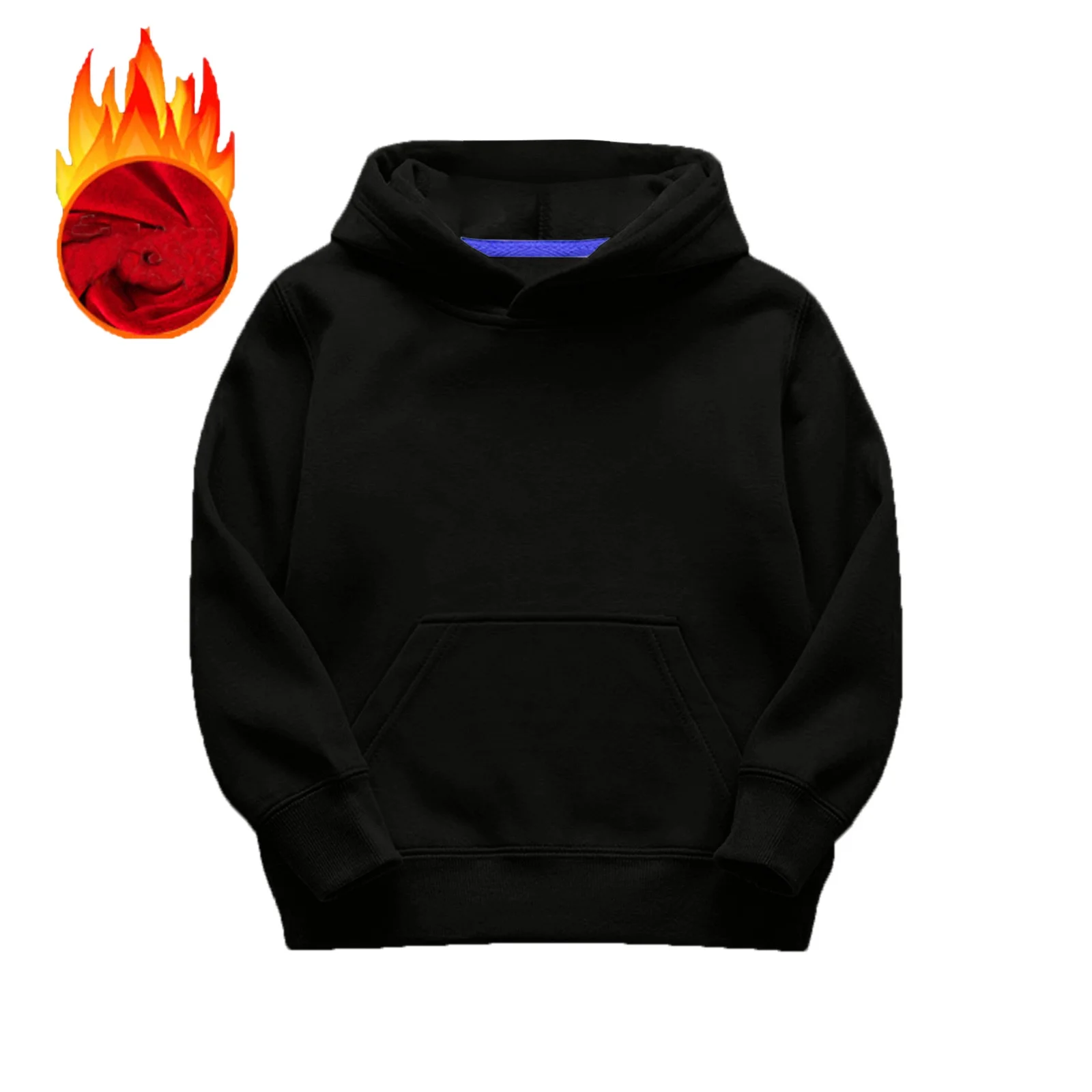 Unbranded Affordable girls' sweatshirts Girls Hooded Pullover Long Sleeve Patchwork Sweatshirt Warm Soft Comfortable Blouse tops for toddler Kids Outerwear Black 5-6 Years