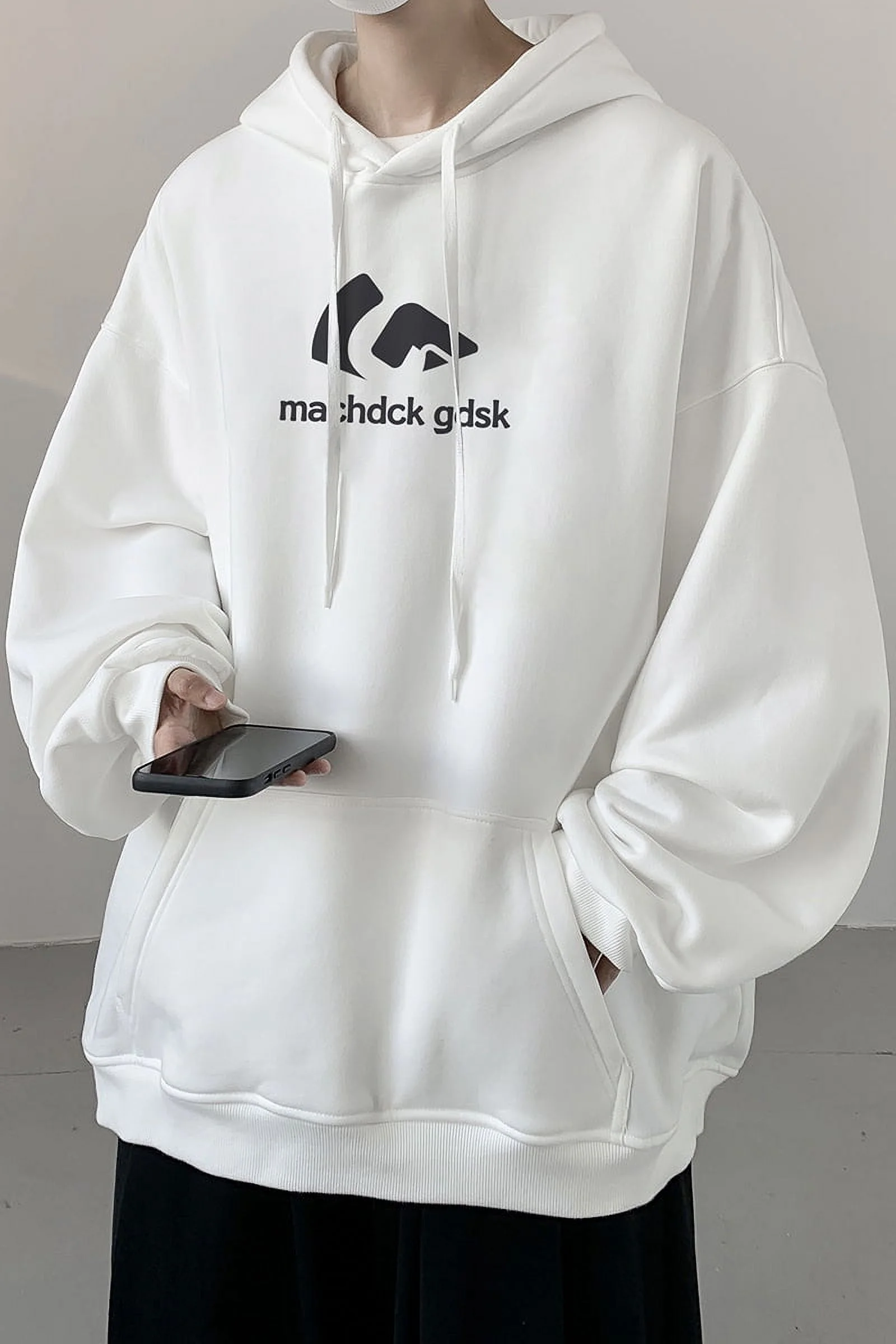 Spring And Autumn Hip Hop Hooded Sweatshirt Men'S Trendy Loose Casual Jacket Black Plus Velvet Style 3Xl