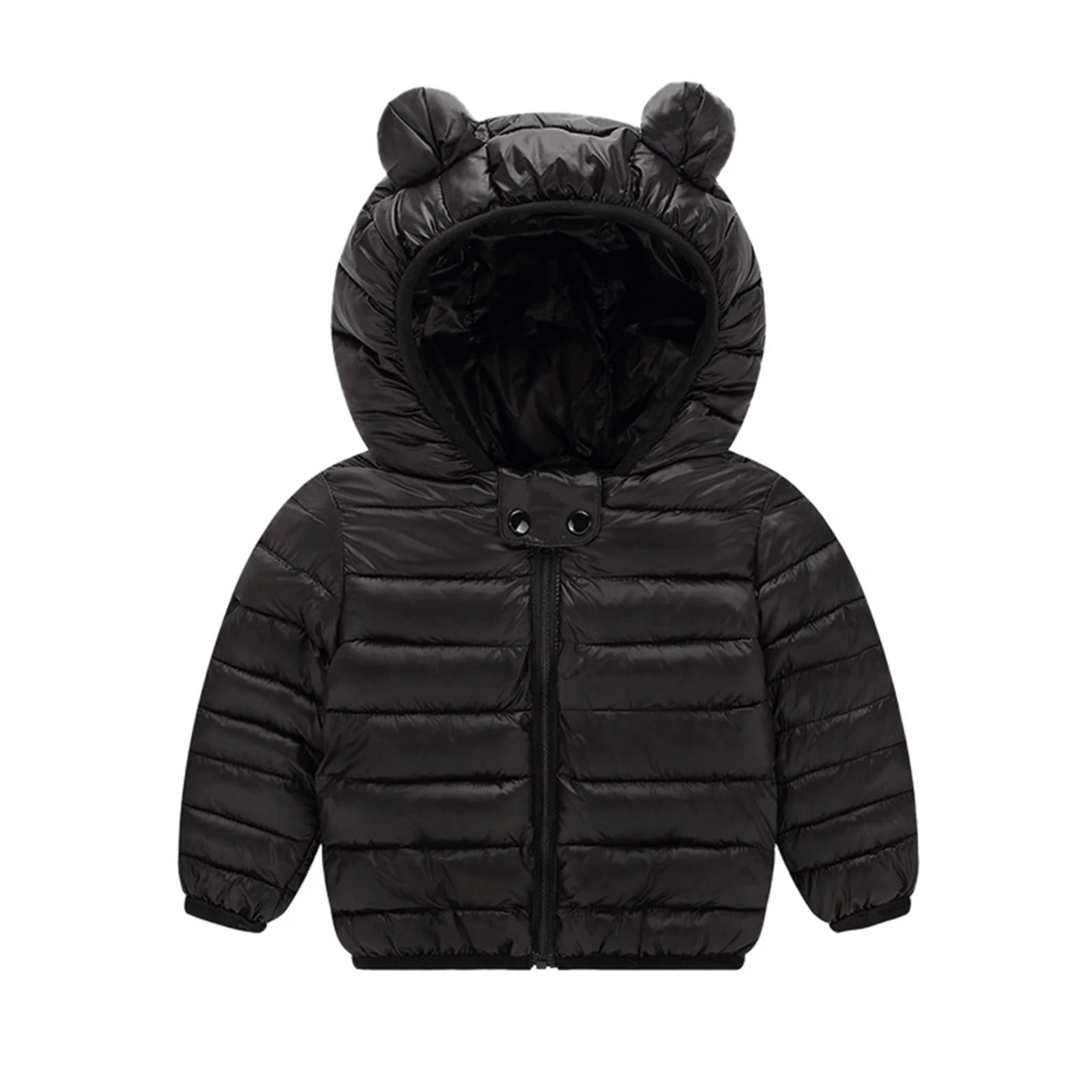 Boys Coats Toddler Kids Baby Hooded Outdoor Jacket Thick Warm Windproof Coat Girls Clothes (Black,110 2-3 Years)