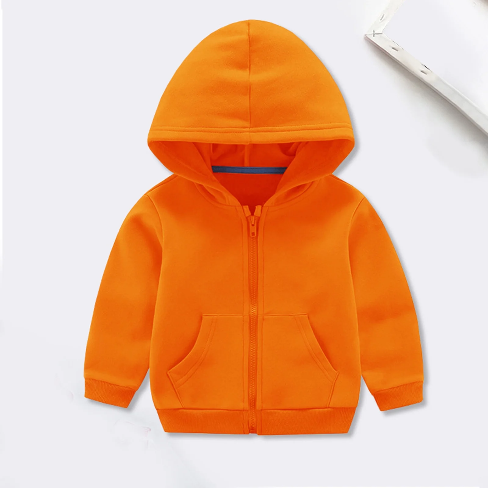 Toddler Boy Jackets Toddler Kids Girls Boys Drawstring Pullover Hooded Tops Loose Long Sleeve Blouse Soild with Pocket Sweatshirt Coat Cute Clothes for Teen Girls (Orange,90 12-18 Months)