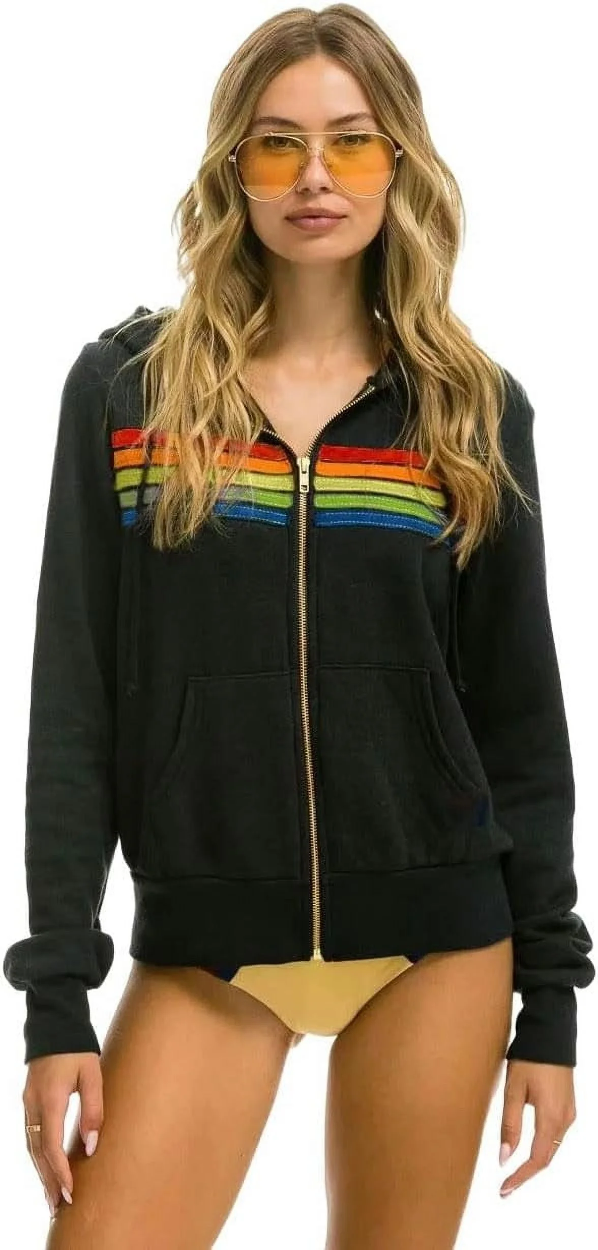 Hoodie Stripe Zipper Hoodie Nation Long Sleeve Elastic Pullover Hoodie Sweatpants Sports Jacket