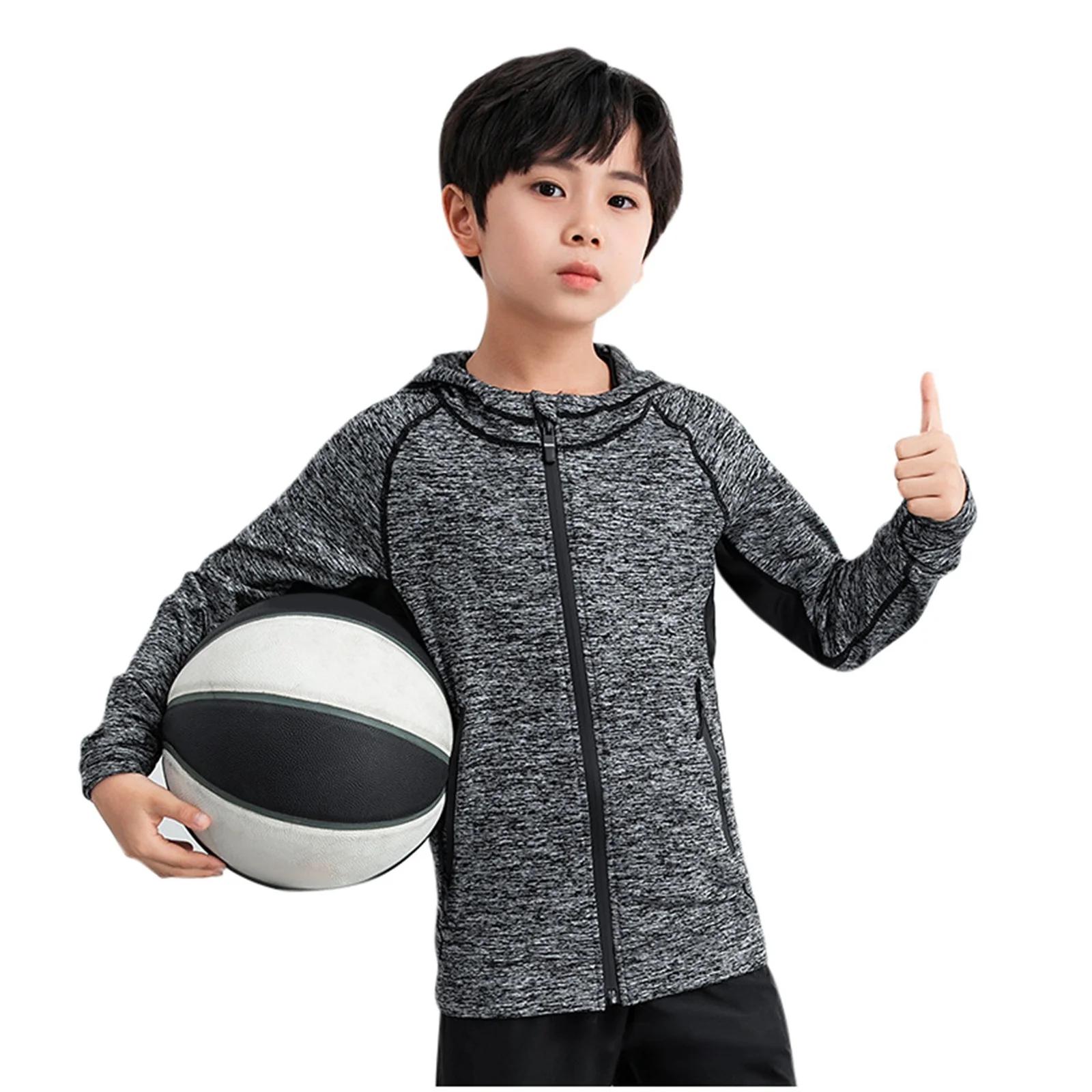Boys Sweatshirts & Hoodies Boys Zip Up Sweatshirt Long Sleeve Athletic Pullover For Kids Workout Tops Casual Outfit Loose Pullover Tops Grey XL