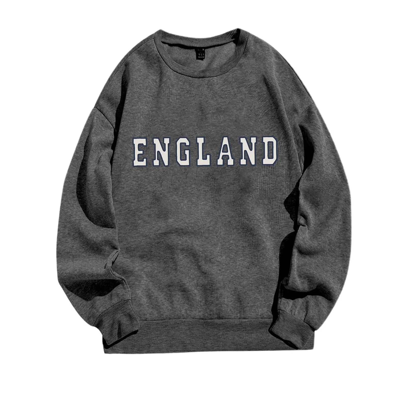 Women's Fashionable British Style Letter Printed Round Neck Long Sleeved Casual Sports Sweatshirt (1) Hooded Sweatshirt
