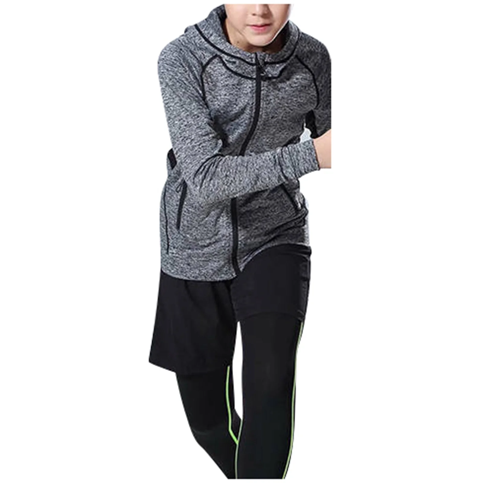 Boys Sweatshirts & Hoodies Boys Zip Up Sweatshirt Long Sleeve Athletic Pullover For Kids Workout Tops Casual Outfit Loose Pullover Tops Grey 4 Years-5 Years