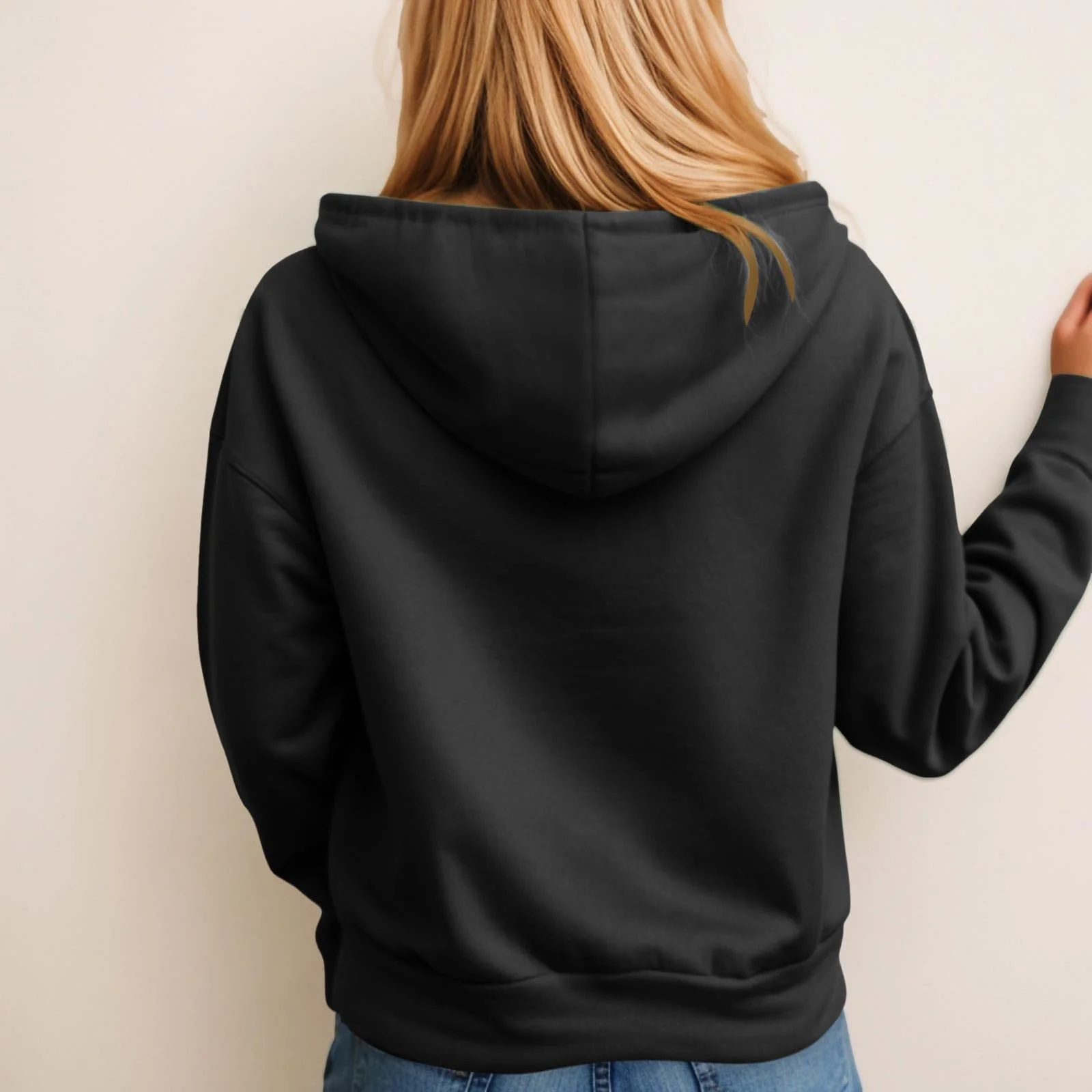 Unbranded Dressy Casual Hoodies For Women Long Sleeve Pullover Tops Drawstring Hooded Sweatshirts Fall Fashion Outfits 2025 Black M