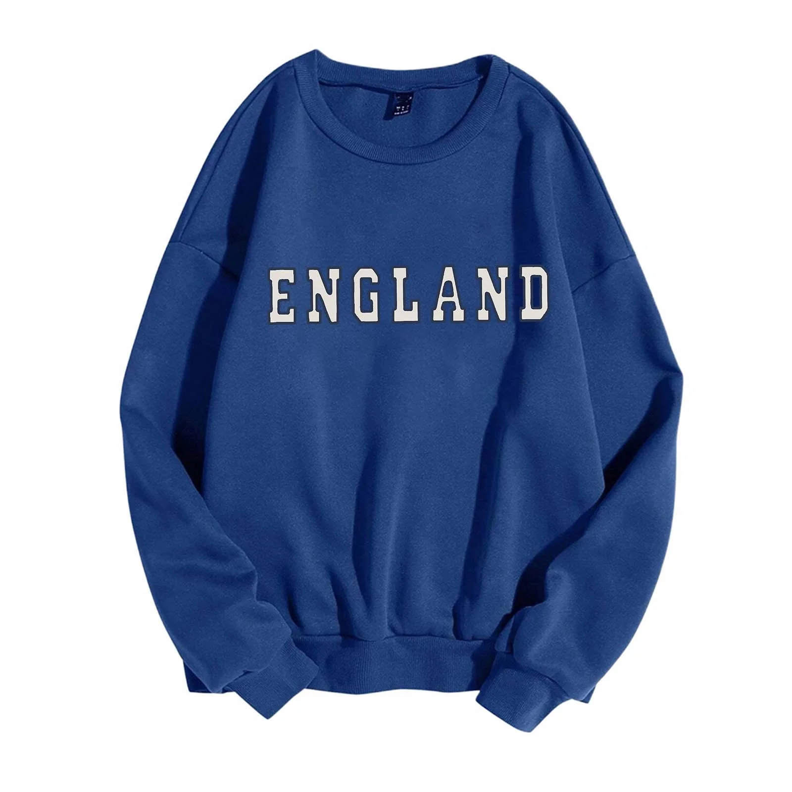 Women's Fashionable British Style Letter Printed Round Neck Long Sleeved Casual Sports Sweatshirt (1) Thick Hoodie