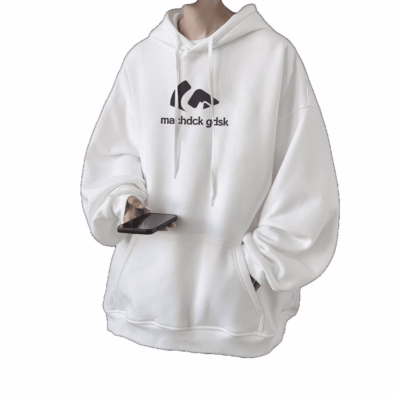 Spring And Autumn Hip Hop Hooded Sweatshirt Men'S Trendy Loose Casual Jacket Black Plus Velvet Style 3Xl