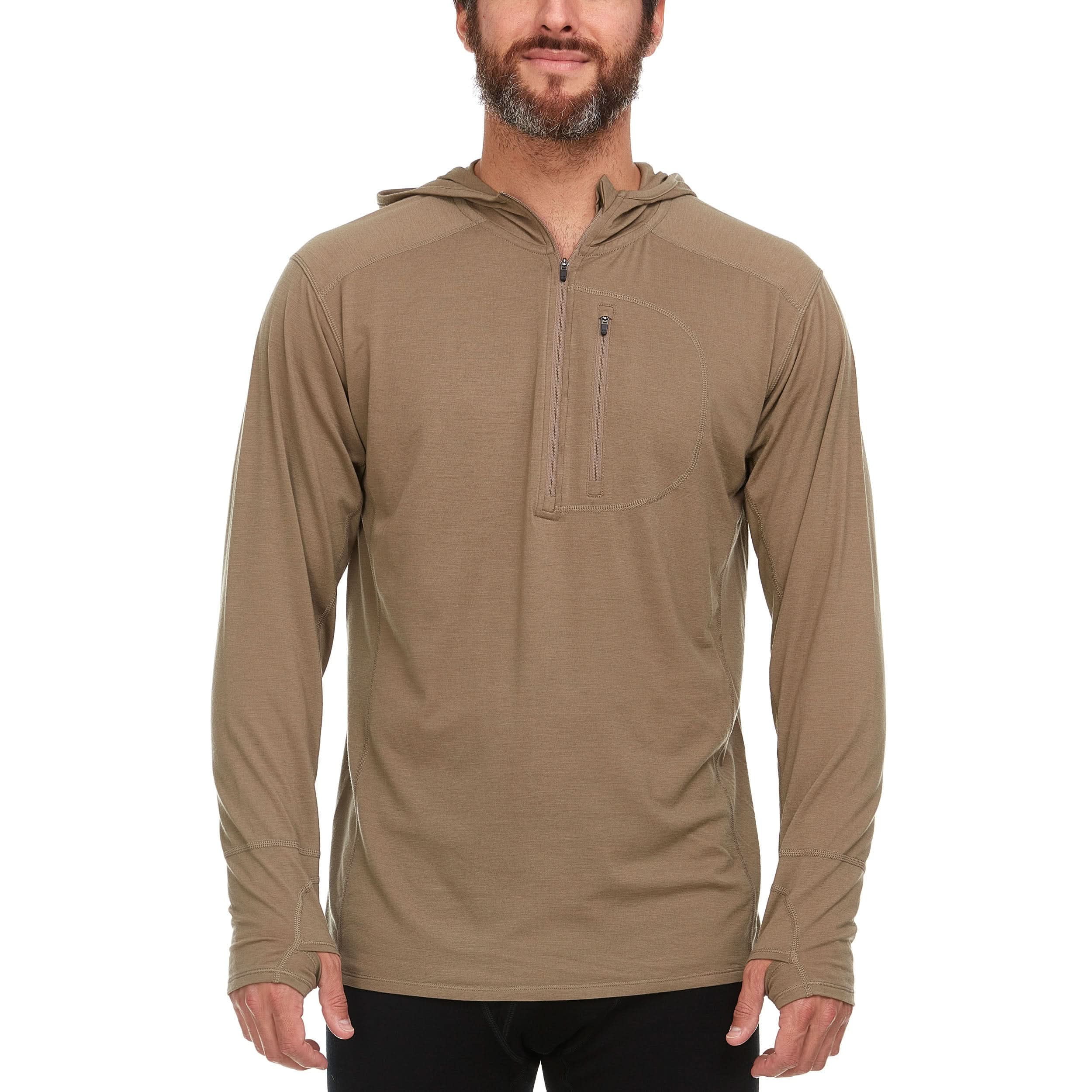 Men's Wool 1/4 Zip Merino Sun Hoodie - Microweight