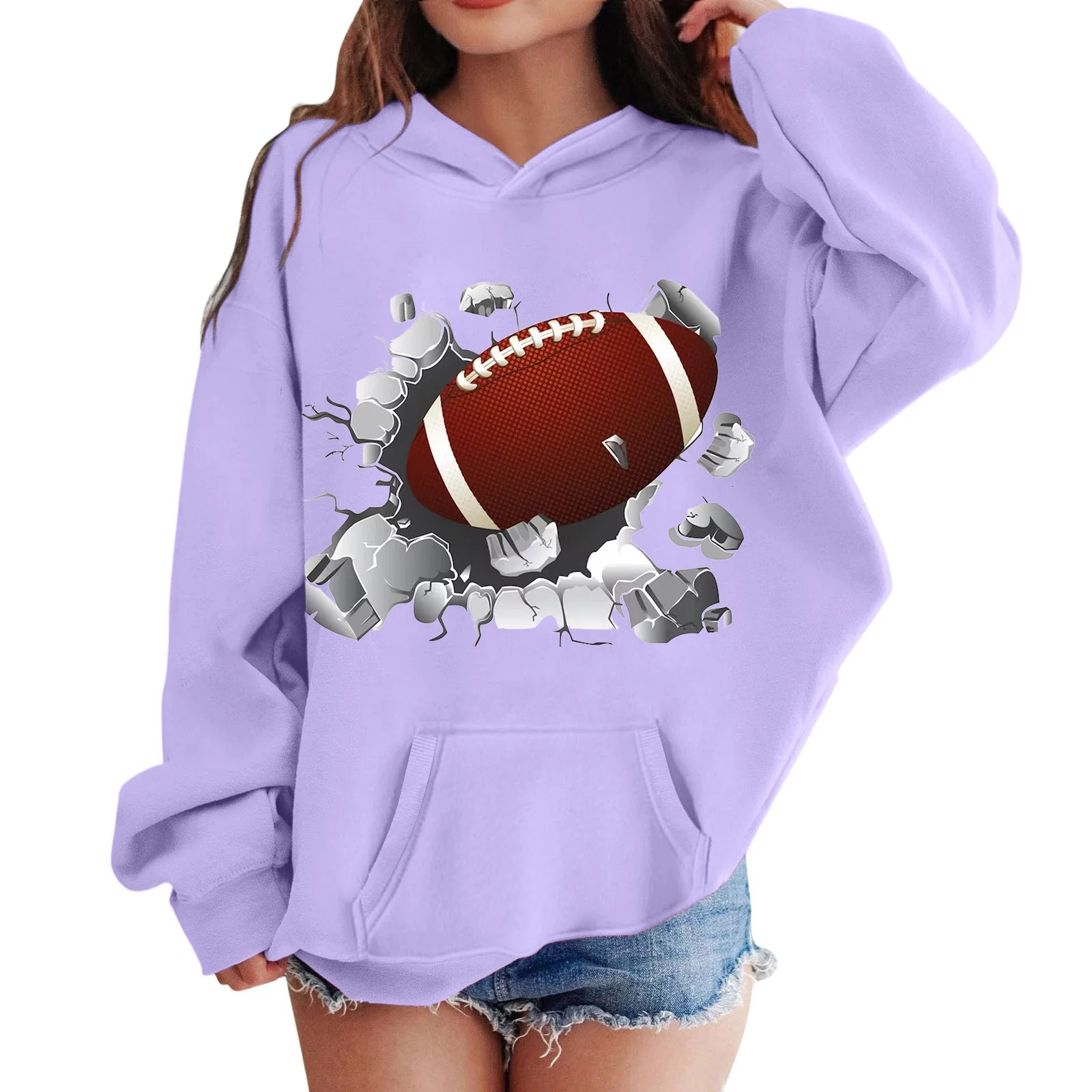 Girls Sweatshirts for Childrens Trendy Toddler Kids Football Fans Teen Player Sports Retro Kids Boys Rugby Pullover Hoodie Top