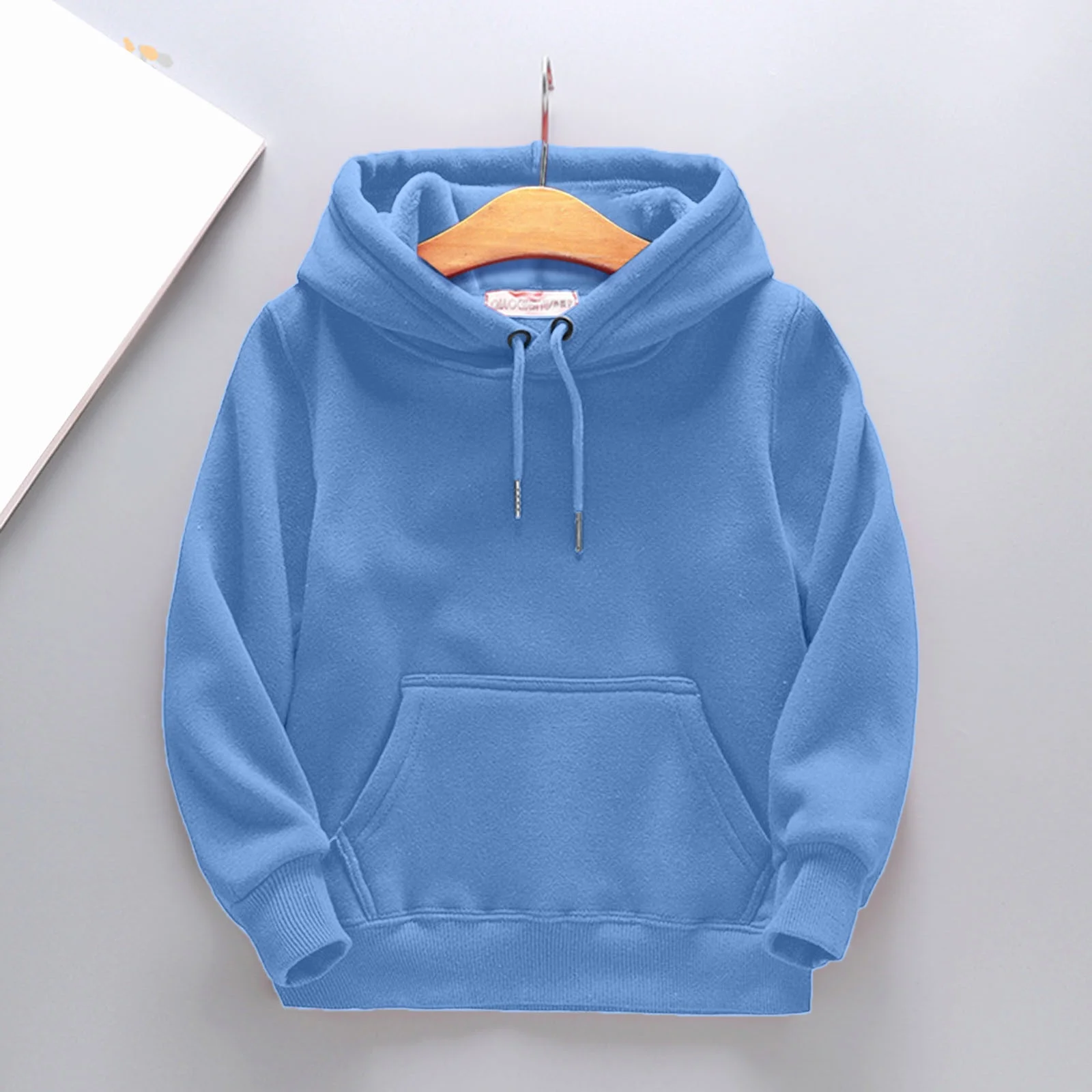 Boys Hoodies Winter Drawstring Hooded Soild Color Print Girls Sweatshirts Kids Pullover with Pockets(120 4-5 Years,A)