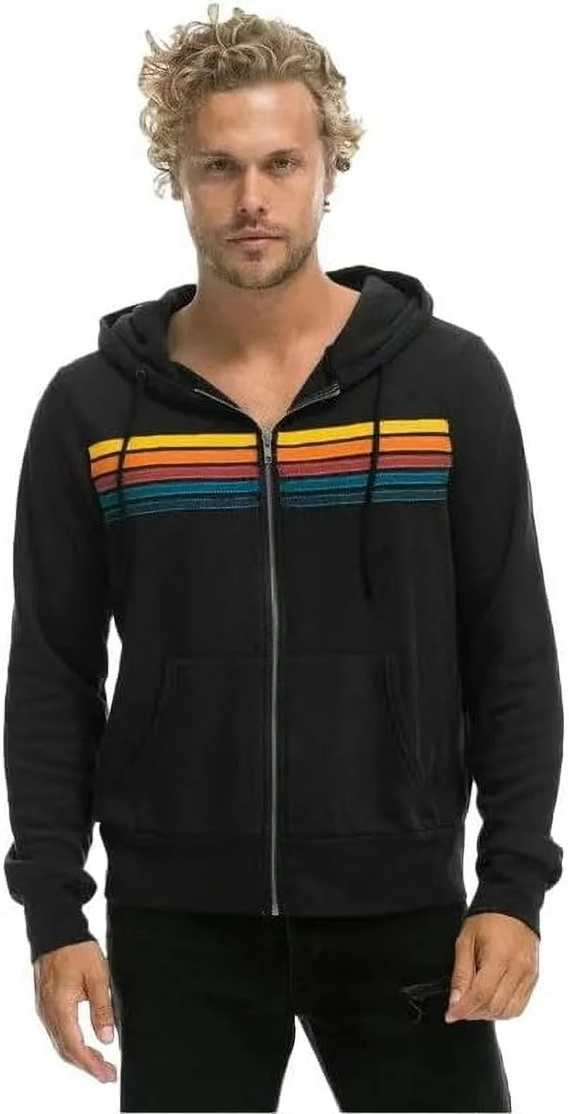 Hoodie Stripe Zipper Hoodie Nation Long Sleeve Elastic Pullover Hoodie Sweatpants Sports Jacket