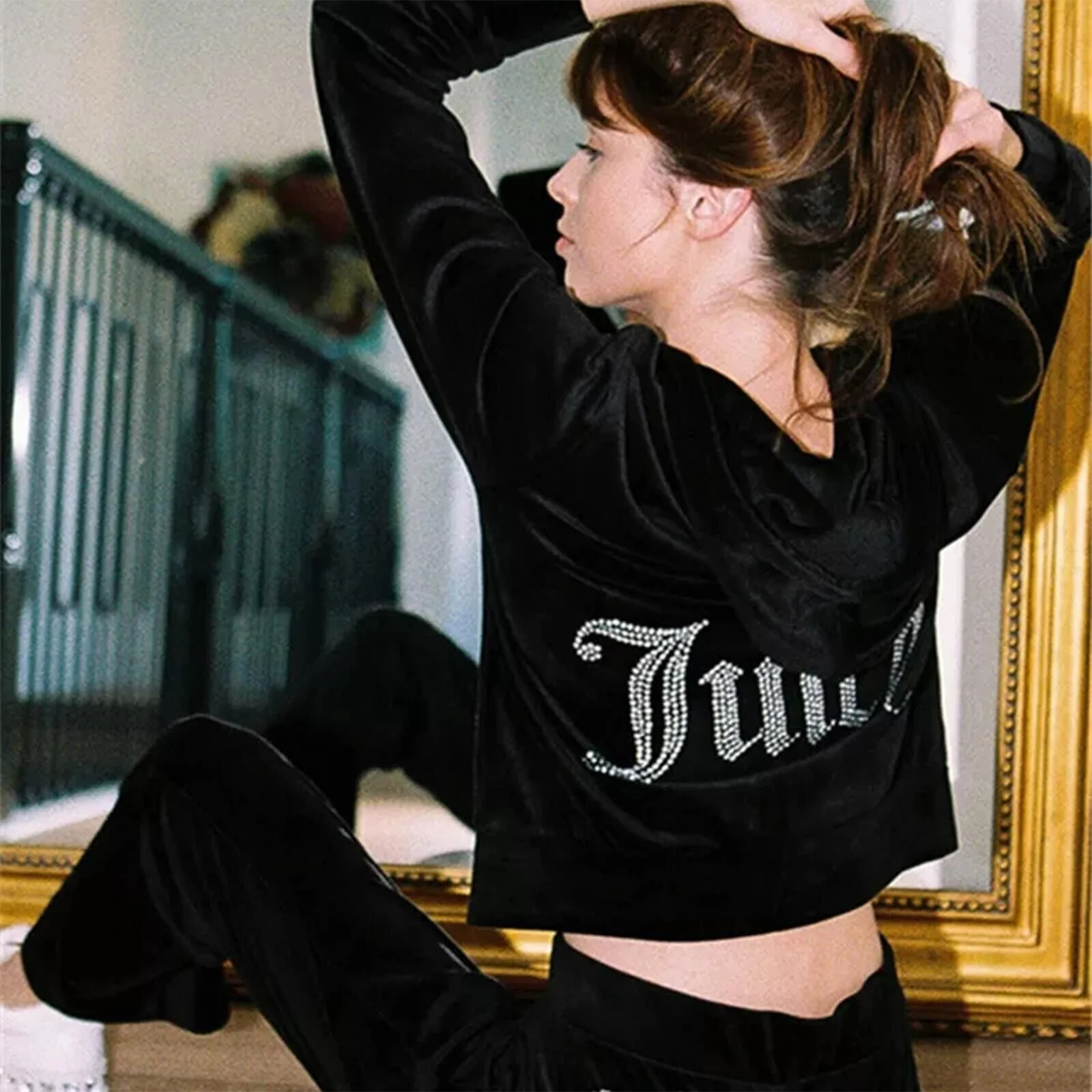 Women's Hoodie Outfits Velour Tracksuit For Velvet Jogging Workout Sets Fashion