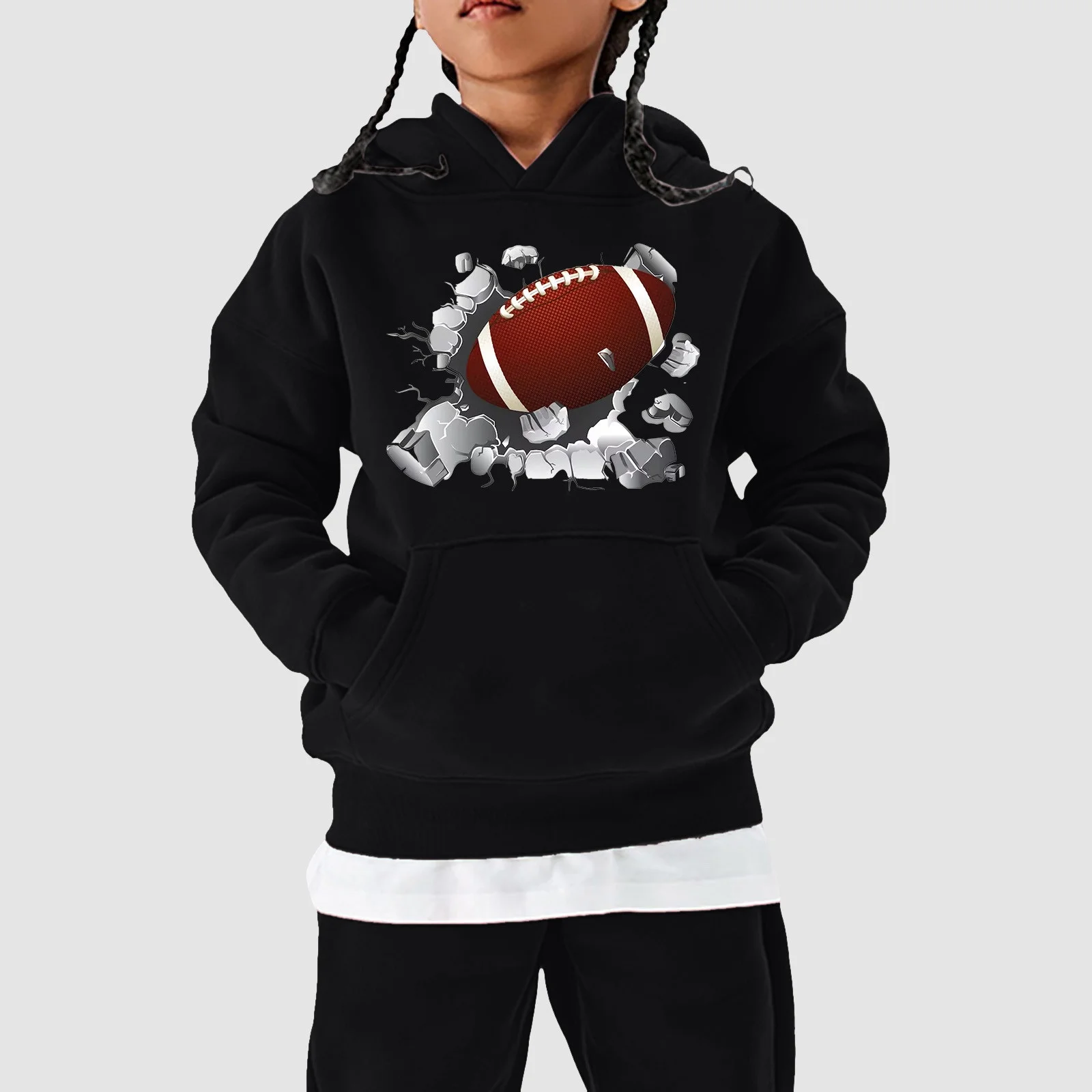 Toddler Pullover Hoodies Football Fans Teen Player Sports Retro Boys Girls Rugby Pullover Sweatshirts