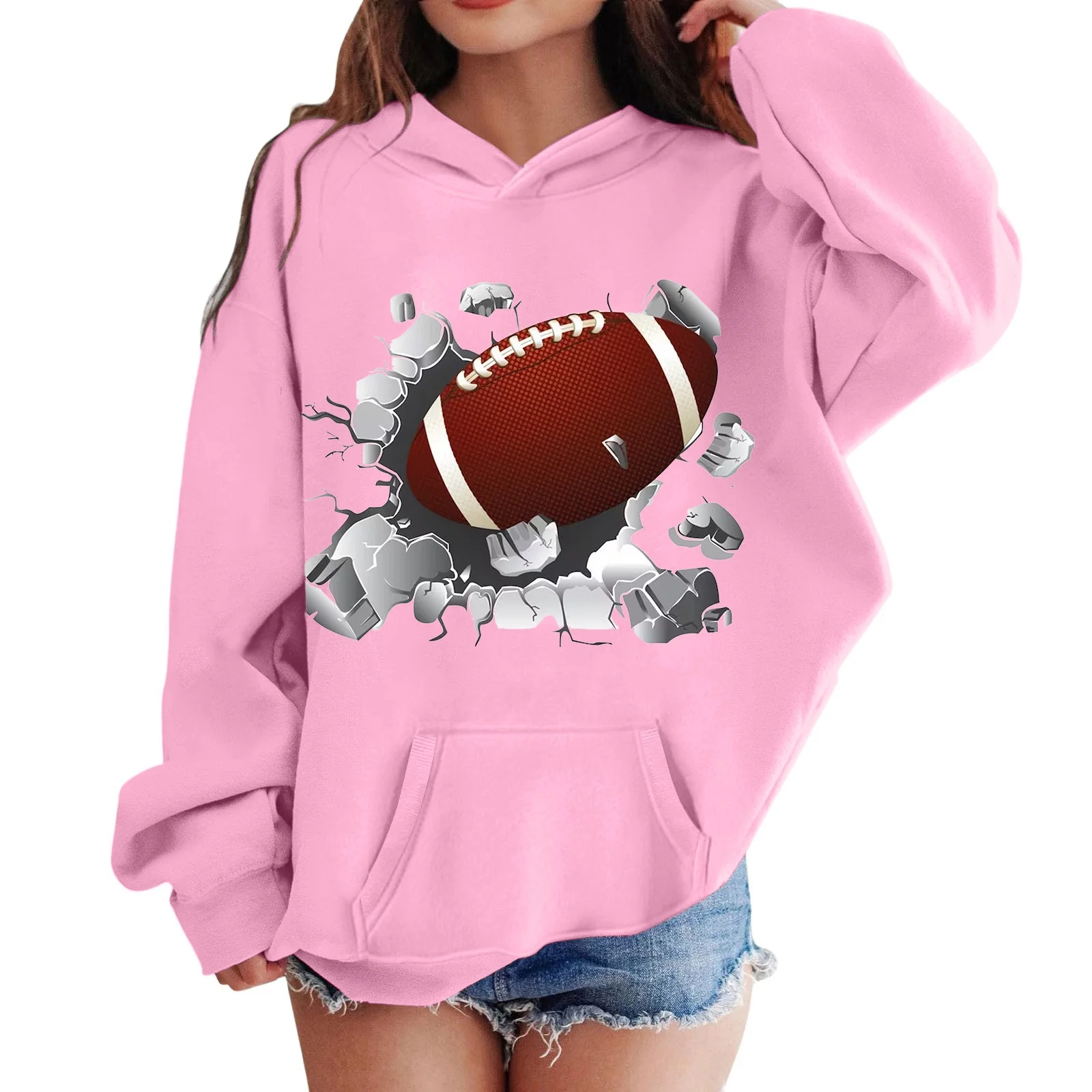 Children Sweatshirts Girls Toddler Kids Football Fans Teen Player Sports Retro Kids Boys Rugby Pullover Hoodie Tops