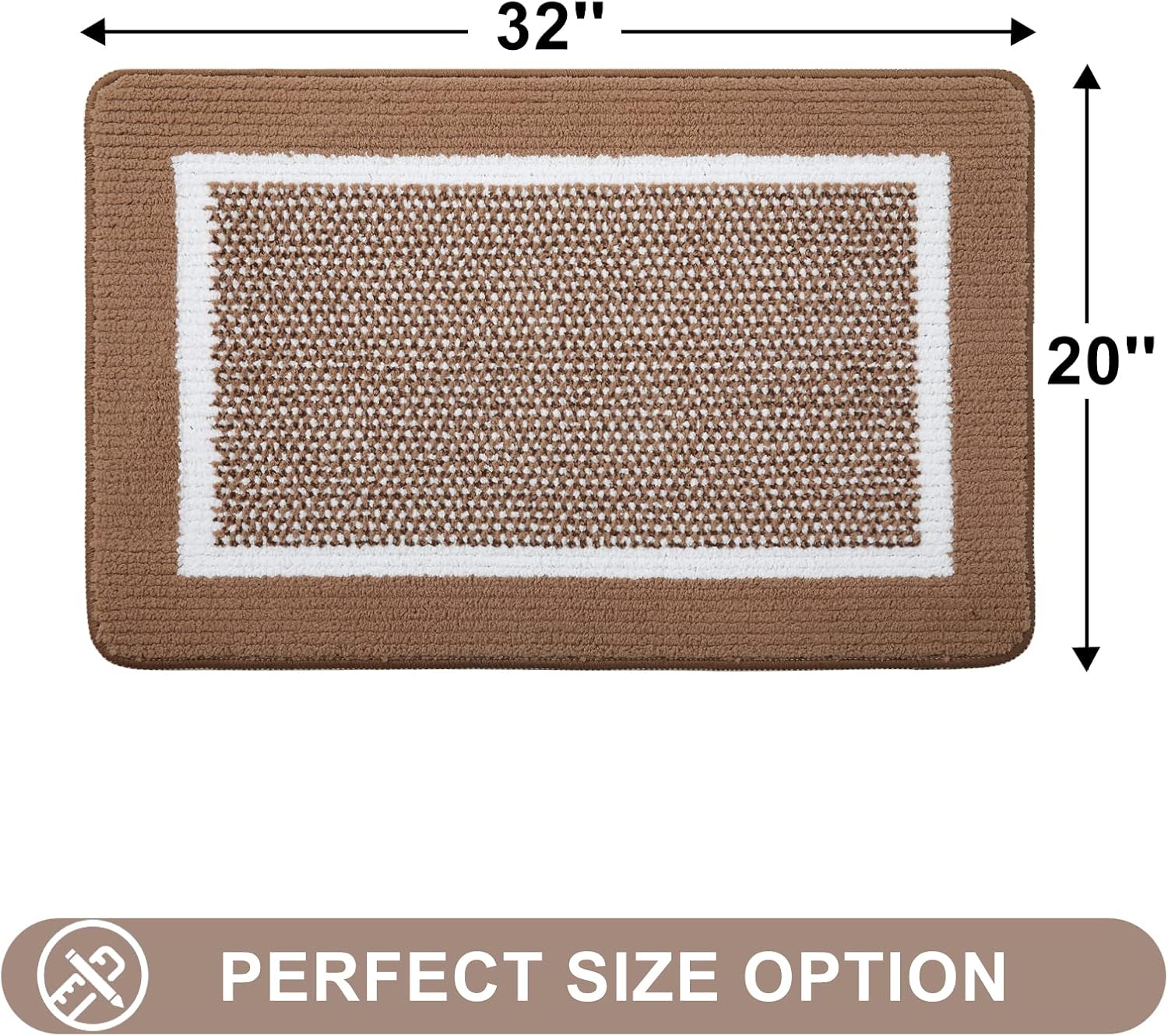 Colorxy Indoor Door Mat, Non-Slip Absorbent Resist Dirt Entrance Mat, Sturdy Low-Profile Inside Floor Mats, Washable Front Entry Doormats for Entryway, 32''x20'', Brown