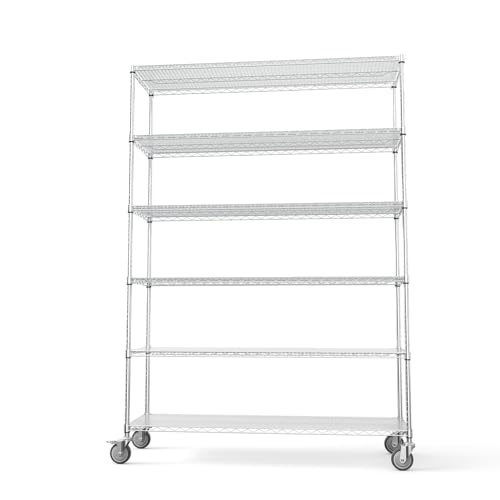 6 Tier 6000lbs Capacity NSF Metal Shelf Wire Shelving Unit, Heavy Duty Adjustable Storage Rack with Wheels & Shelf Liners for Commercial Grade Utility Steel Storage Rack, Black - 87.5