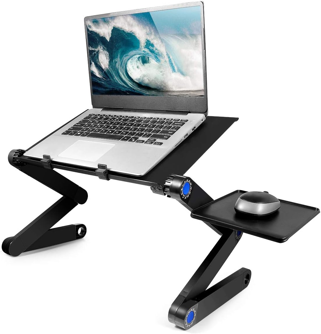 2020 Upgraded X2 Adjustable Laptop Stand, Foldable Aluminum Laptop Desk with Large Cooling Fan & Mouse Pad for Bed, Sofa & Couch Lap Tray