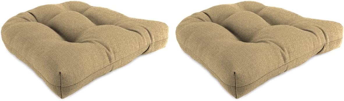 9916PK2-4265D 19 x 19 in. Husk Texture Birch Solid Square French Edge Tufted Outdoor Wicker Seat Cushions Beige - Pack of 2