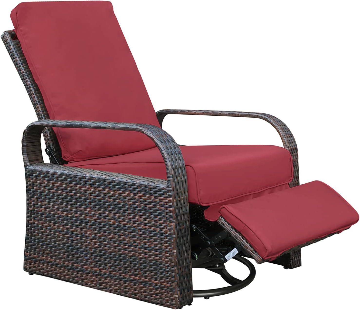 ARTTOREAL Outdoor Swivel Rocker Chairs, Wicker Chairs Fabric Cushions for Outdoor Use, Adjustable Lounging Positions for Ergonomic Comfort (Red)