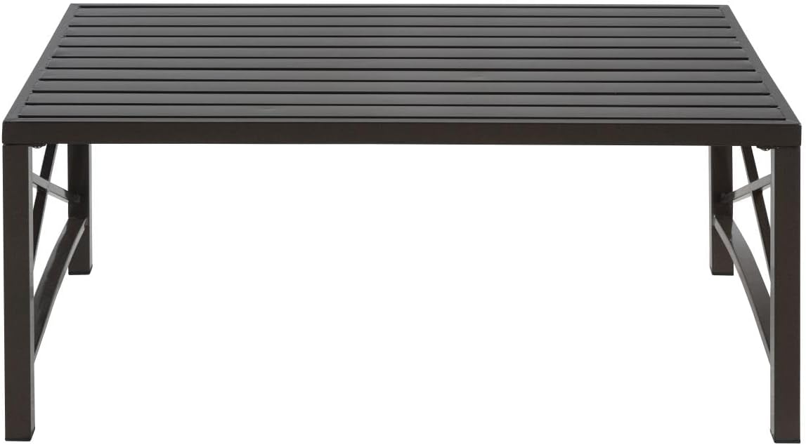 Luxi Metal 2-Piece Set Loveseat with Coffee Table in Dark Brown/Blue