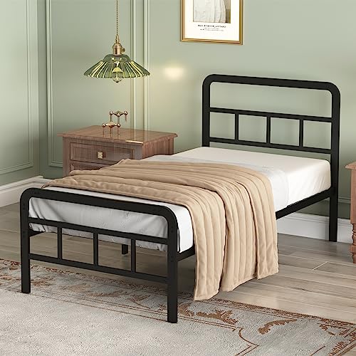 14 inch California King Bed Frames with Headboard and Footboard, Heavy Duty Metal Platform with Steel Slat Support, No Box Spring Needed, Easy Assembly, Black